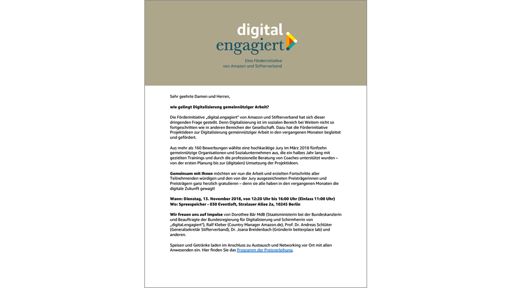 digital.engagiert: Einladung zur Preisverleihung